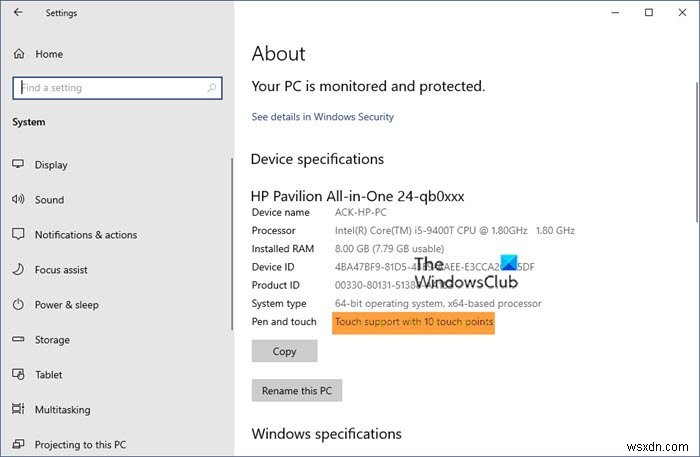 Windows 11/10のタッチポイントを使用したタッチサポートの意味は何ですか？ 