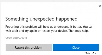 Windows Update、Microsoft Store、WindowsDefenderのエラー0x80070015 