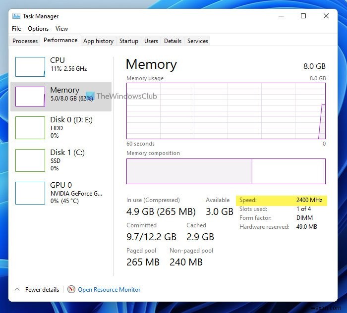 Windows11/10でRAM速度を確認する方法 