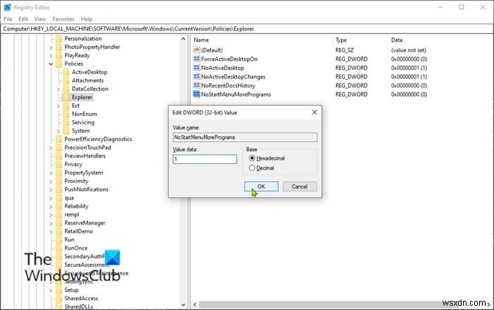 Windows11/10のスタートメニューですべてのアプリリストを追加または削除する方法 