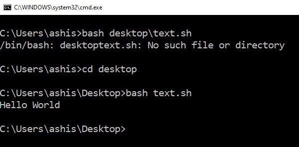 Windows11/10で.shまたはシェルスクリプトファイルを実行する方法 