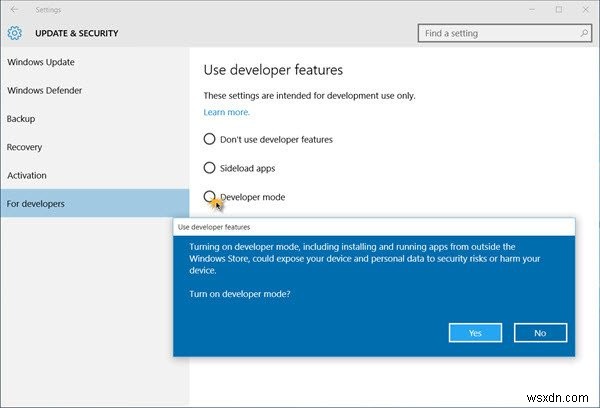 Windows11/10で開発者モードを無効または有効にする方法 