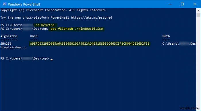 Windows11/10でPowerShellを使用してWindowsISOファイルハッシュを検証する方法 