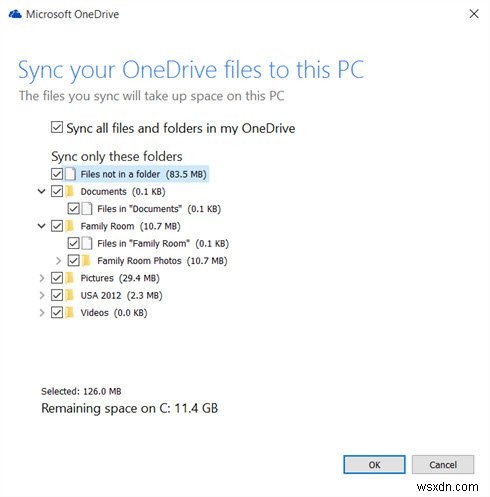 Windows11/10でOneDriveSelectiveSyncを使用する方法 