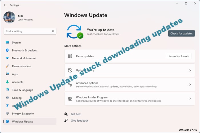 Windows Updateは、Windows11/10での更新のダウンロードでスタックしました 