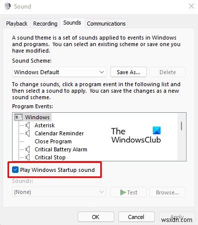 Windows11でスタートアップサウンドを有効または無効にする方法 