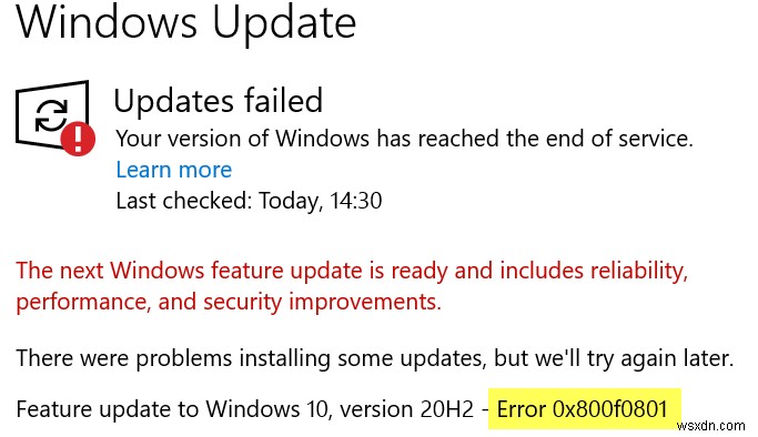 WindowsUpdateエラー0x800f0801を修正する方法 