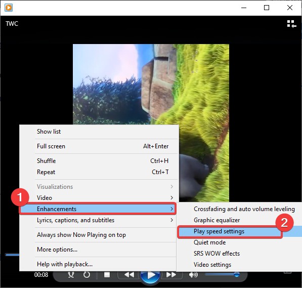 Windows10のWindowsMediaPlayerでビデオ再生速度を変更する方法 