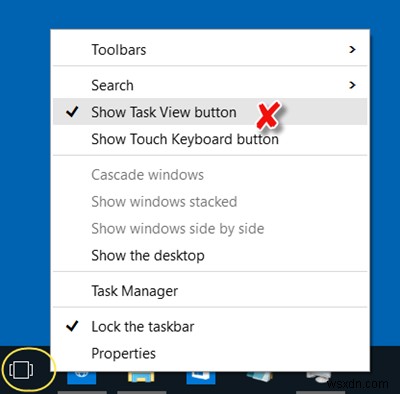Windows11/10タスクバーからタスクビューボタンを削除する方法 