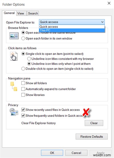 Windows11/10のファイルエクスプローラーでクイックアクセスを有効または無効にする方法 