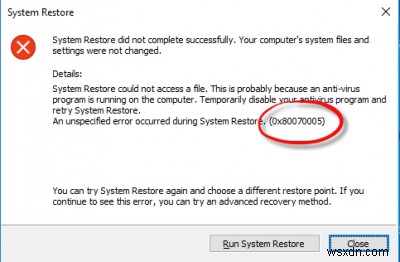 Windows 11/10でシステムの復元が機能しない、失敗する、または正常に完了しなかった 