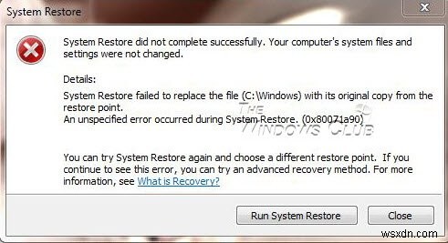 Windows 11/10でシステムの復元が機能しない、失敗する、または正常に完了しなかった 