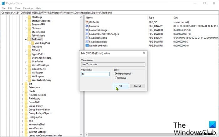 タスクバーのサムネイルプレビューがWindows11/10で機能しない 