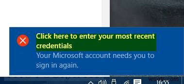 Windows 11/10で最新のクレデンシャルメッセージを入力するには、ここをクリックしてください 
