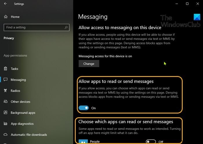 Windows11/10でアプリがテキストやメッセージにアクセスできないようにする方法 