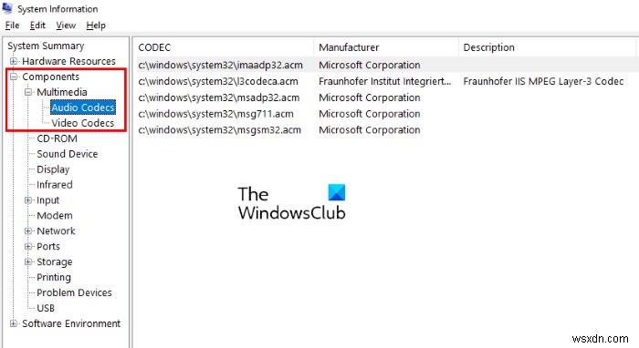 Windows11/10にインストールされているコーデックを確認する方法 