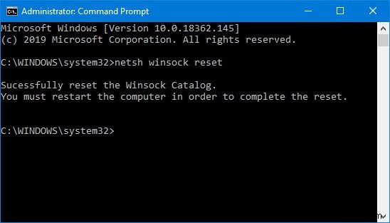 Windows11/10でWinsockをリセットする方法 