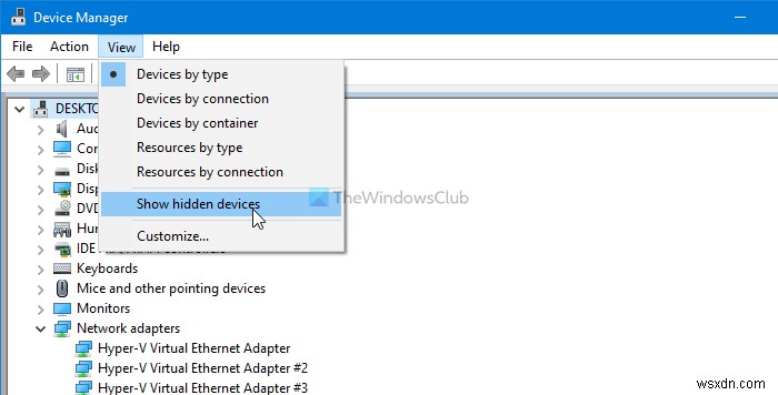 Windows10のデバイスマネージャーにMicrosoftHostedNetworkVirtualAdapterがありません 