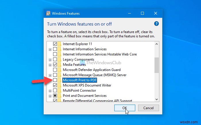 Windows111/10でMicrosoftPrinttoPDFプリンターを表示または非表示にする方法 