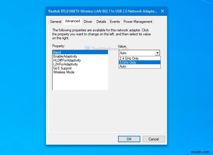 Windows11/10で2.4GHzと5GHzのWi-Fi帯域を切り替える方法 