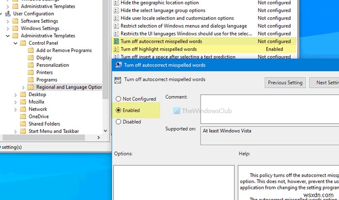 Windows11/10でオートコレクトとスペルミスのある単語の強調表示の設定を有効または無効にする方法 