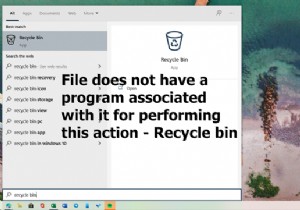 このアクションを実行するためのプログラムがファイルに関連付けられていません–ごみ箱エラー 