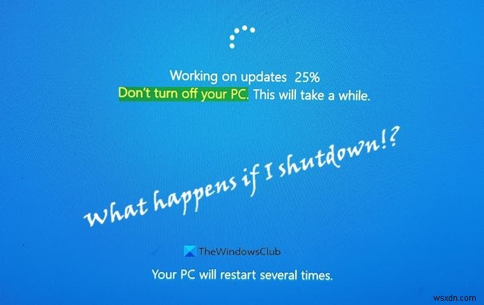 Windows Update中にコンピューターの電源を切るとどうなりますか？ 