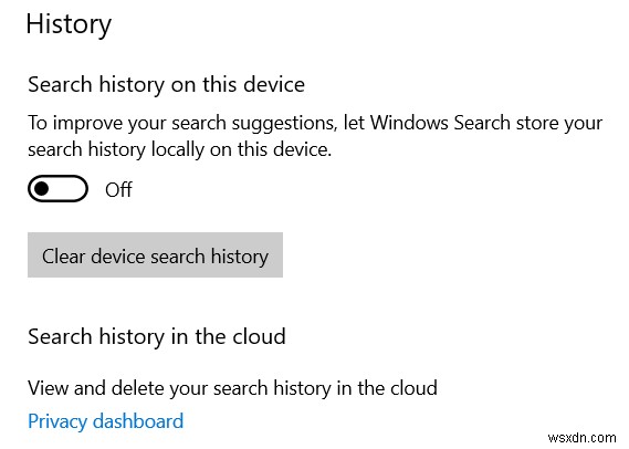 Windows10でタスクバーの検索ボックスの履歴をクリアまたは無効にする方法 