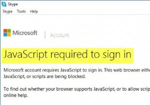 サインインエラーに必要なJavaScriptを修正しました。ブラウザでJavaScriptを有効にする 