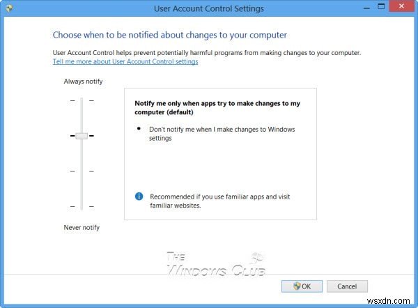 Windows 11/10でのユーザーアカウント制御（UAC）設定の変更、有効化、無効化 