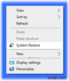 Windows10のコンテキストメニューに[復元ポイントの作成]アイテムを追加する方法 