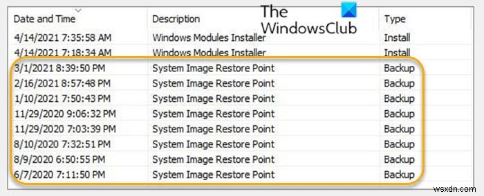 Windows10のシステムの復元からシステムイメージの復元ポイントを削除する方法 