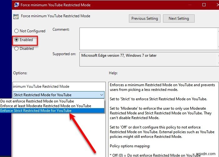 MicrosoftEdgeでYouTube制限付きモードを有効または無効にする方法 