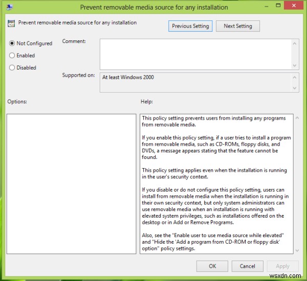 Windows11/10でリムーバブルメディアソースからのプログラムのインストールを防止する 