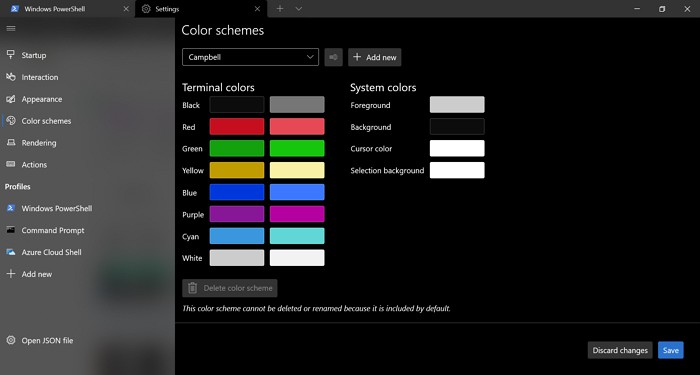 Windowsターミナルでデフォルトの配色を変更する方法 