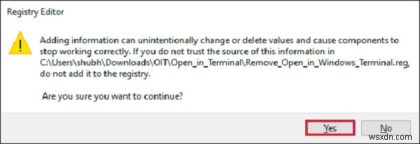 Windows11/10のコンテキストメニューからWindowsターミナルで開くを追加または削除する方法 
