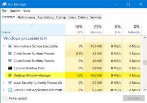 デスクトップウィンドウマネージャーdwm.exeは、高いCPU、GPU、またはメモリを消費します 