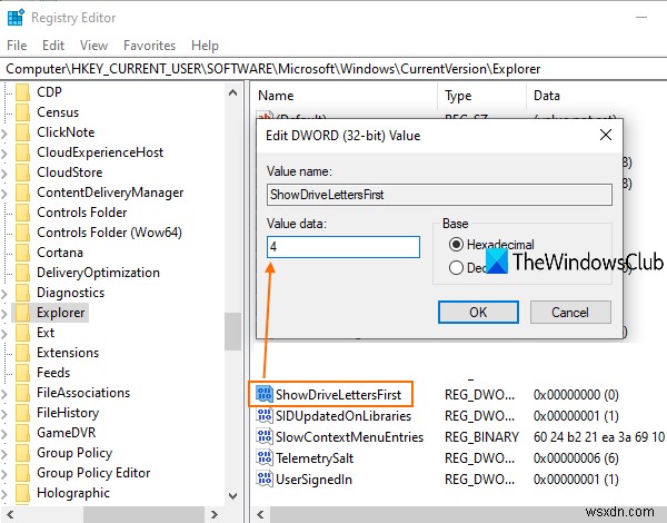 Windows11/10のエクスプローラーでドライブ名の前に最初にドライブ文字を表示する方法 