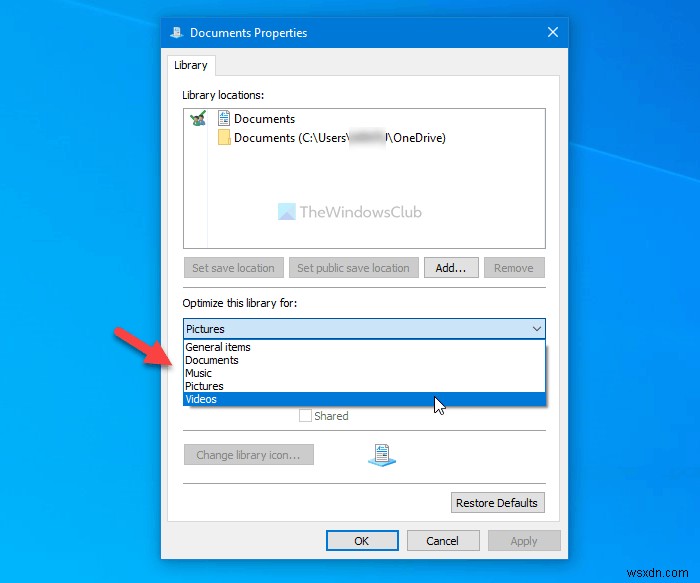 Windows11/10でライブラリフォルダテンプレートを変更する方法 