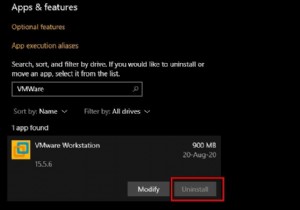 [設定]でグレー表示されているアプリのアンインストールボタン。そのようなアプリをアンインストールする方法は？ 