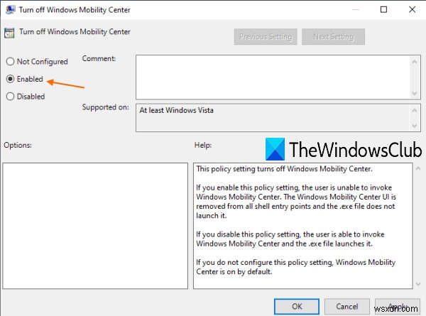 Windows10でWindowsモビリティセンターを無効にする方法 