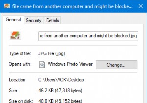 「このファイルは別のコンピューターからのものであり、ブロックされる可能性があります」と表示されたときの対処法