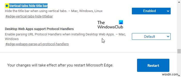 MicrosoftEdgeで垂直タブを使用してタイトルバーを非表示にする方法 