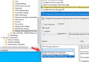 Edgeの新しいタブページの画像の背景タイプを無効にする方法 
