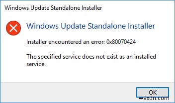 WindowsUpdateまたはMicrosoftStoreのエラーコード0x80070424を修正 