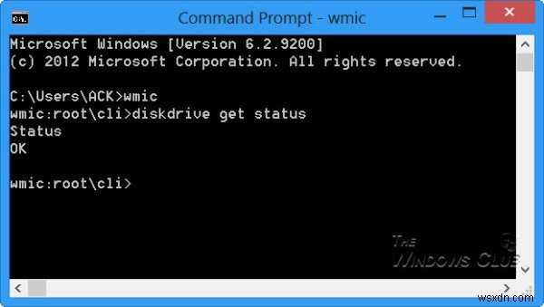 WMICを使用してWindows11/10でハードディスクの状態をネイティブに確認する 