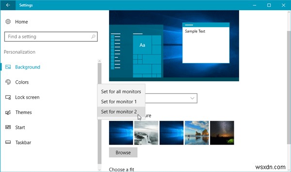 Windows11/10のデュアルモニターで異なる壁紙を設定する方法 