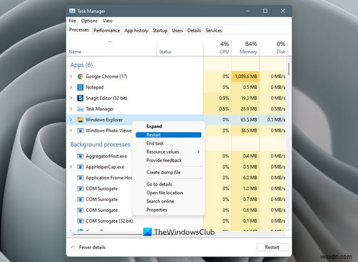 Windows11/10でWindowsファイルエクスプローラーを簡単に再起動する方法 