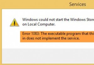 エラー1083、サービスが実行するように構成されている実行可能プログラムがサービスを実装していません 