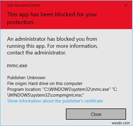MMC.exeアプリは、Windows11/10での保護のためにブロックされています 